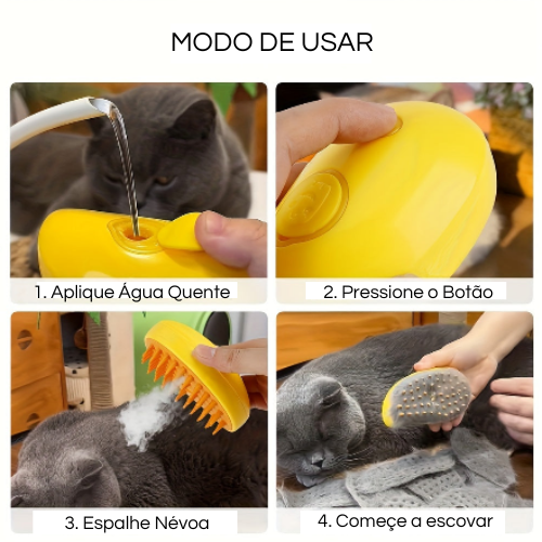 Escova a Vapor PetCare Pro – O Removedor de Pelos e Massagem que Seu Pet Merece!